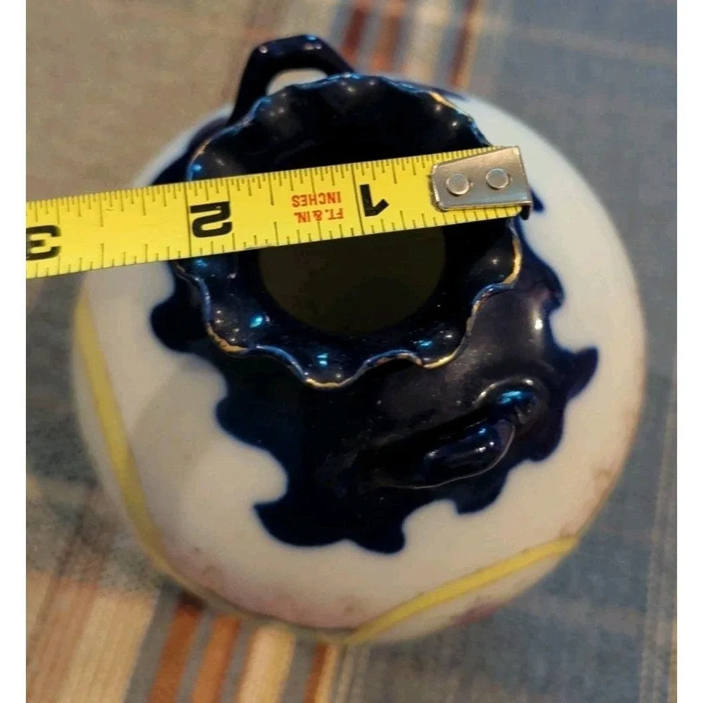 Antique NIPPON JAPAN Handpainted VASE URN COBALT BLUE Multi Color